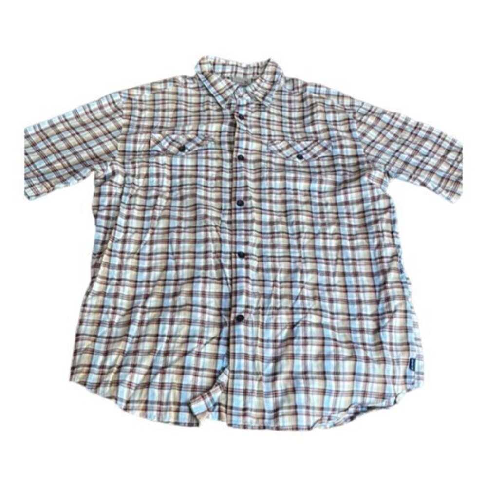 Hurley Plaid Brown Casual Button Down Shirt Size Large EUC #0128